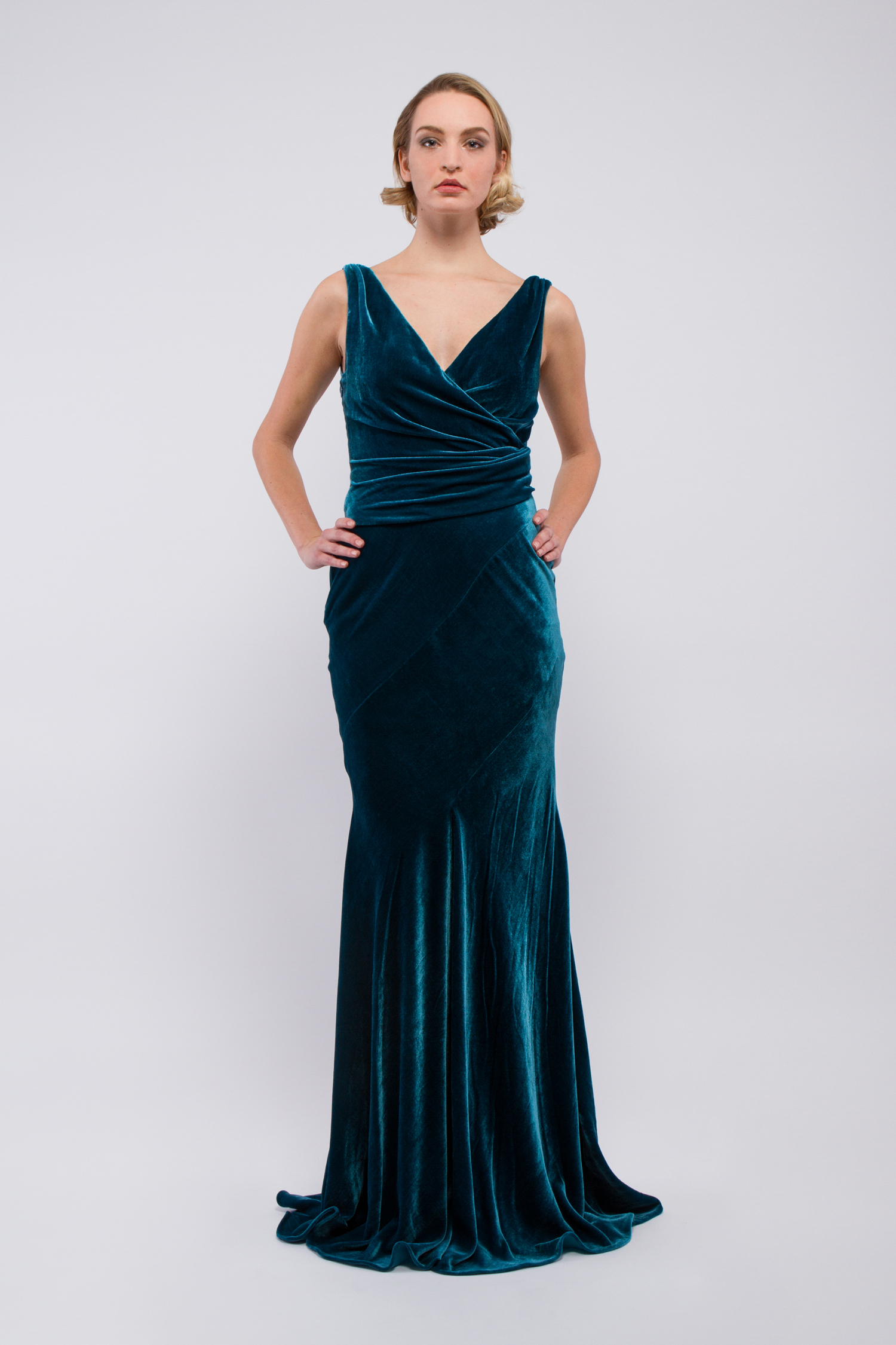Silk velvet gown with bias seam detailing - Look 2 - The Dream