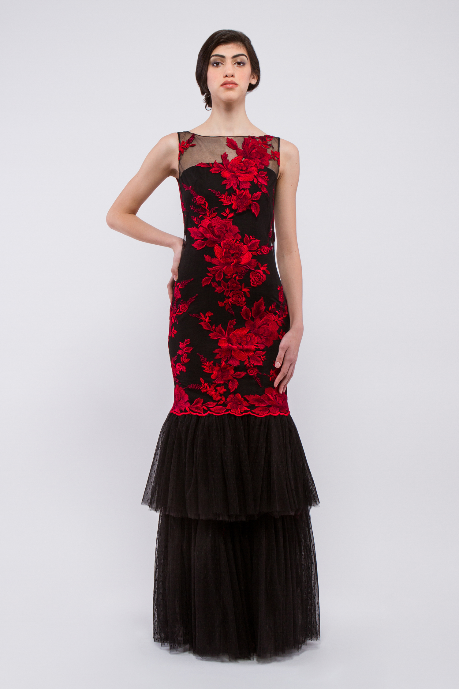 Bias cut silk velvet gown with charmeuse draped bodice - Look 6 - The Dream