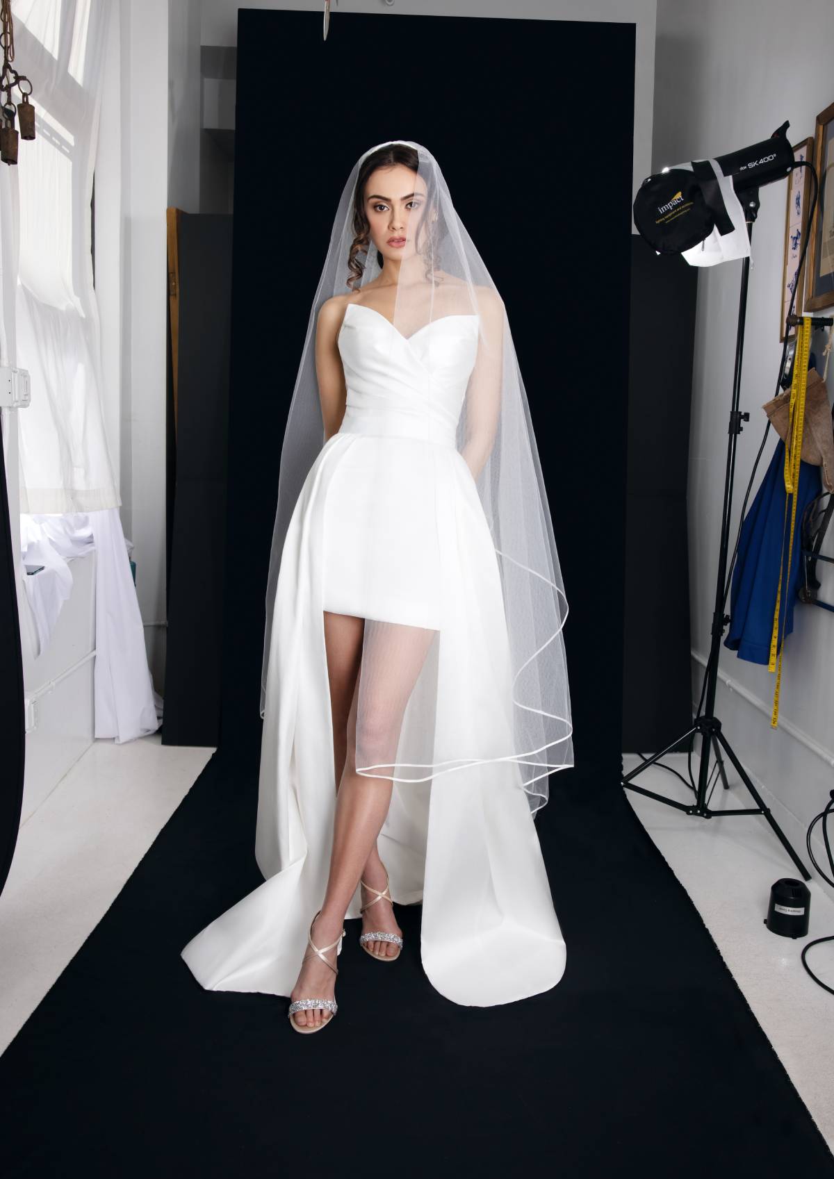 Alma Wedding dress - Draped strapless dress with detachable overskirt - Verdin New York