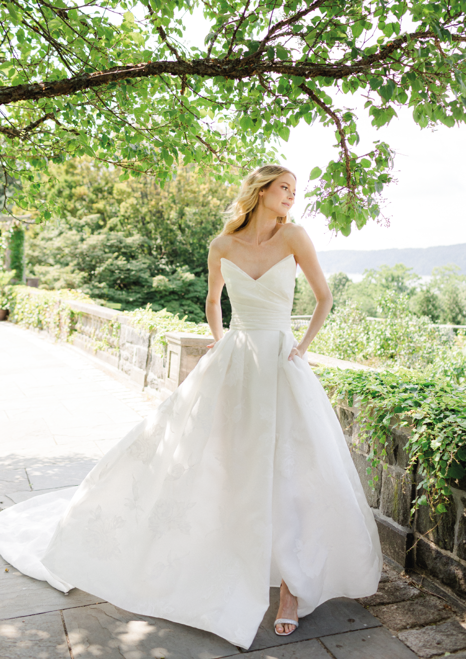 Bridal Dress Model Jane - Natural waist ball gown with cummerbund in strapless style dress - Verdin New York