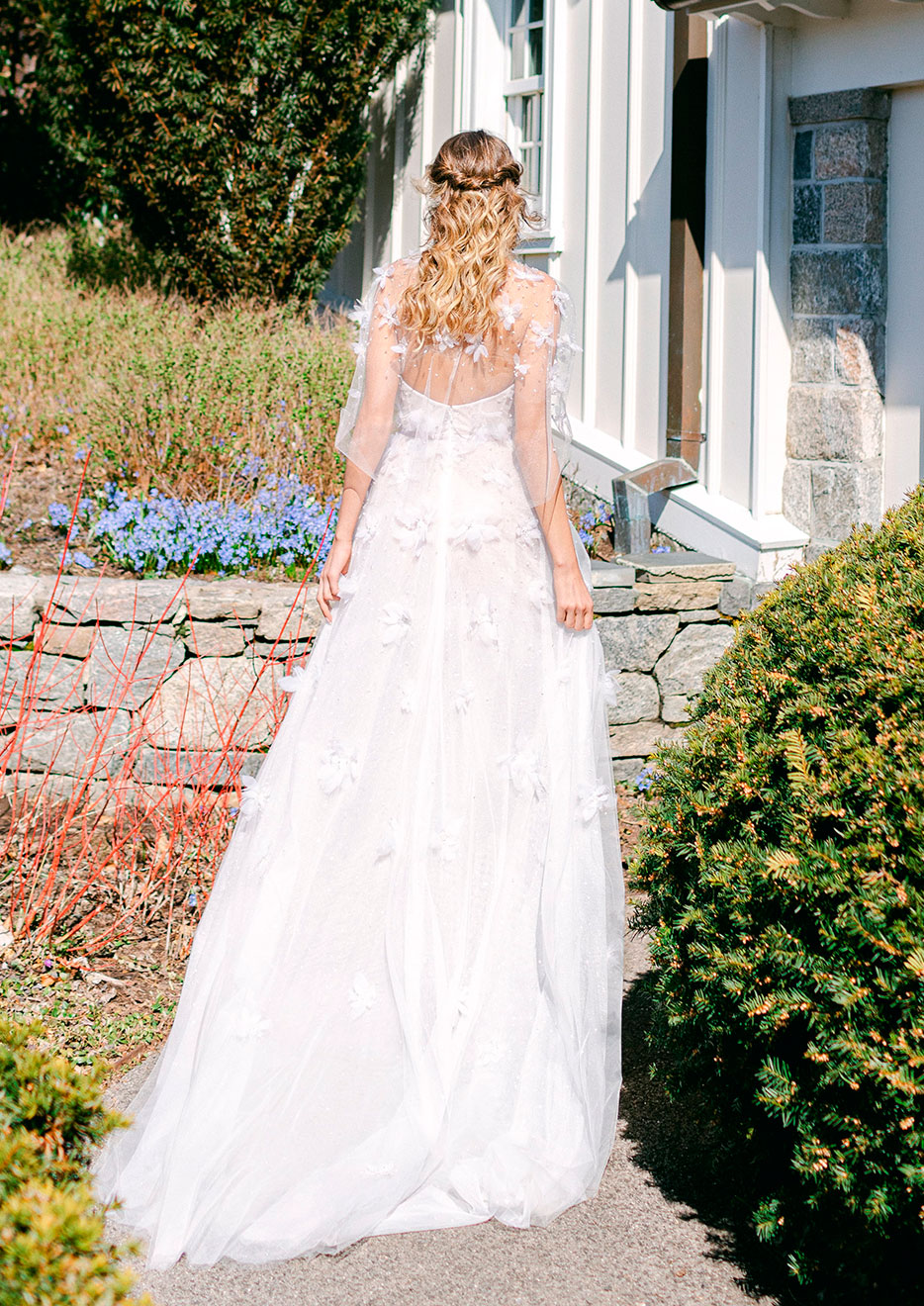 Wedding dress model Bliss - Strapless A line gown with 3D hand embroidered flowers - Verdin New York