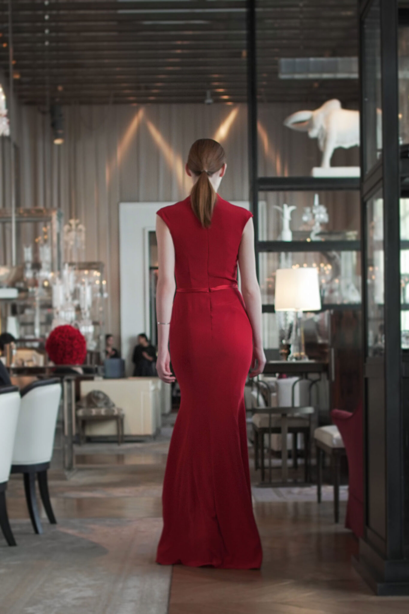 Promises Look 7 - The perfect red sleevless dress for special events - Verdin New York
